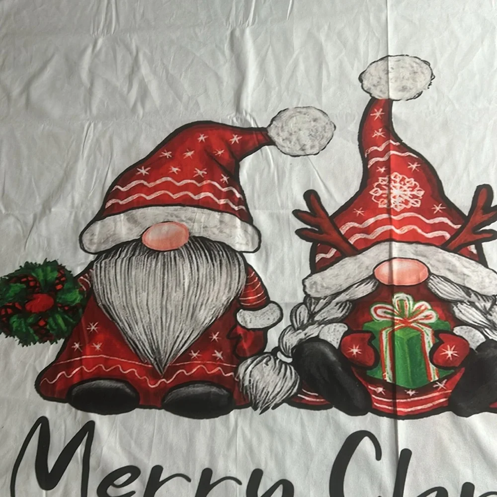 3 gnomes, merry Christmas backdrop, 4 x 4, White white red black, New